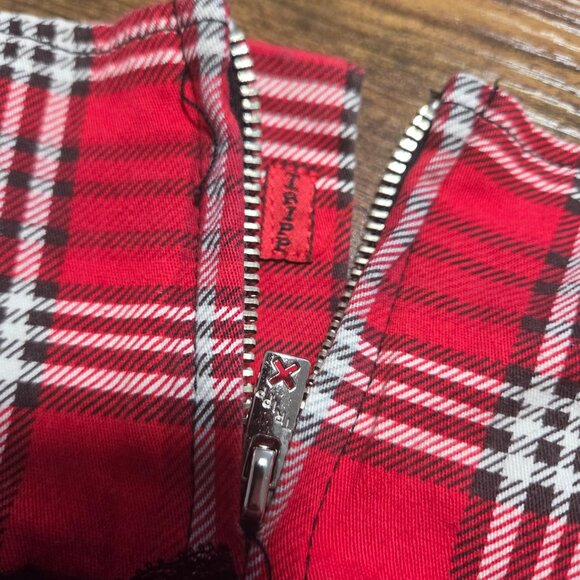 ๐ค Tripp NYC Red Plaid Pleated Mini Skirt with Black Lace Trim ๐ค - Picture 7 of 7